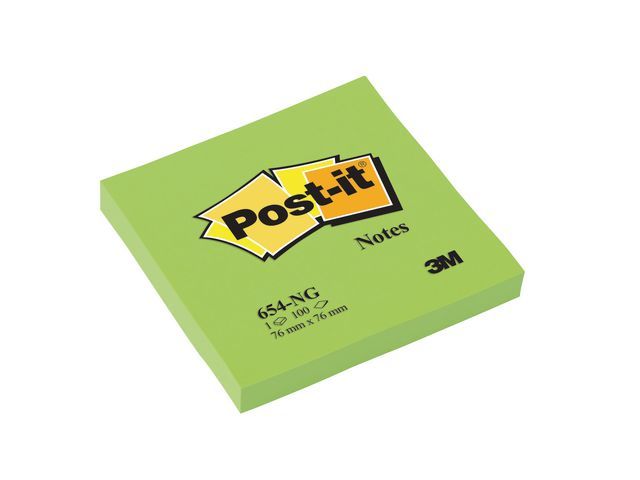 Post-it® Notes, 76 x 76 mm, Neon Green