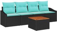 vidaXL Tuinbankenset 5-delig Zwart Polyrattan