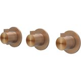 IVY Tribe Afbouwdeel Inbouwthermostaat met 2 Stopkranen Symmetry met Ronde Rozetten - RVS 316 Geborsteld Mat Koper PVD