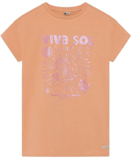 DAILY7 T-shirt Artwork Meisjes - Shirt - Perzik - Maat 116