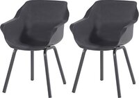 Hartman Sophie Armchair Garden Chair with Armrest - Dark Grey - Set of 2