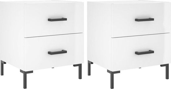 vidaXL Nachtkastjes - Set van 2 - Bewerkt Hout - Hoogglans Wit