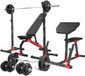 Marbo Sport Banc d'haltères MH9 avec banc de curl et supports d'haltères - Set d'haltères de 113 kg avec disques en fonte