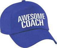 Bellatio Decorations Awesome coach petje - baseballcap - blauw - dames en heren - sport - cadeau - beste coach