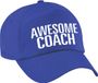 Bellatio Decorations Awesome coach petje - baseballcap - blauw - dames en heren - sport - cadeau - beste coach