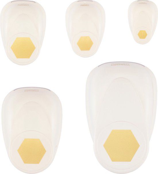 Vaessen Creative Pons Set - Figuurpons - Zeshoeken - 5 st. - 9 mm tot 5,1 cm