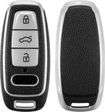 kwmobile autosleutelhoes zilver/zwart geschikt voor Audi A6 A7 A8 Q7 Q8 3-knops autosleutel Keyless