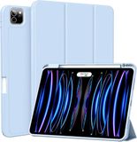 Casemania Hoes Geschikt voor Apple iPad Pro 11 inch 2025 (8e Generatie M5) - Licht Blauw - Tri Fold Tablet Case - Smart Cover met Pencil Houder Uitsparing