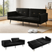Pangivo Canapé convertible 2 places en velours noir, canapé-lit avec dossier inclinable 164x89x70 cm