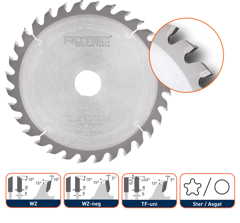 Rotec HM Cirkelzaagblad Voor Handmachines | Ø160x1,8x20 | Z=16 | WZ - 553.0085