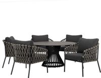 AVH-Collectie Amalfi Pasadena low dining tuinset 6-delig antraciet