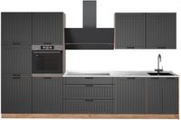 Vicco Complete keukeneenheid Fame-Line, Donkergrijs/Goudkleurig Eiken, 340 cm, WB Marmer