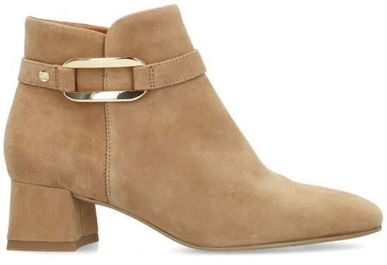 No Stress Dames Beige Suède Enkellaarsjes met Hak - Maat 41