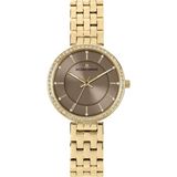 Jacques Lemans 1-2212F Polshorloge Dames Staal Goudkleurig Bruin Kwarts Milano