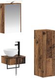 vidaXL Badkamerkastenset 4 st Oud hout Bewerkt hout