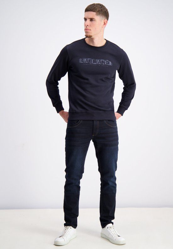 Gabbiano Heren Sweater 15094 - 301 Navy - Katoenmix - Ronde hals - Lange mouw - Regular Fit - XXL