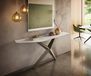 Zentharo Table console Edge Polygonal 180x50 cm Céramique Onyx Pearl Métal finition effet Titane