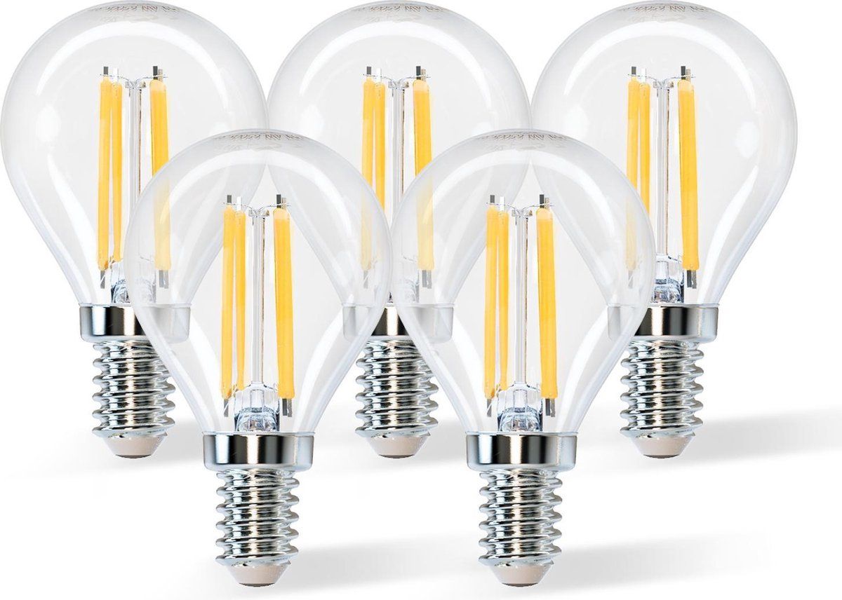 Aigostar LED Filament G45 4W - E14 - 2700K - Set van 5