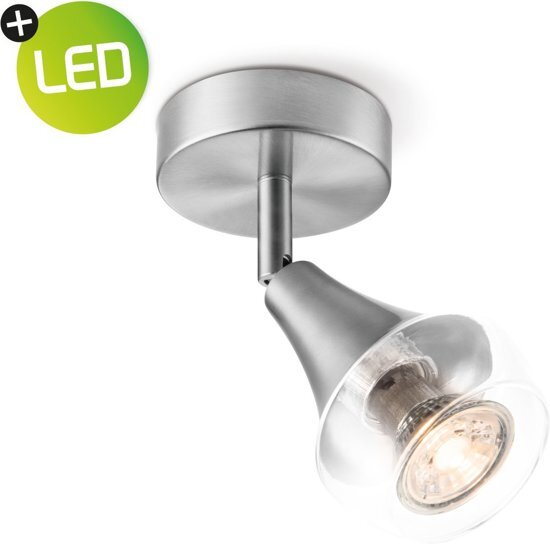 Light depot - LED Opbouwspot Vaya - Mat Staal - Glas - Ã˜ 9 cm - Verstelbaar