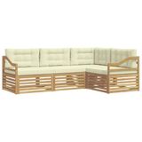 vidaXL - Buiten - bank - set - 4 - st - Wit - en - crèmekleurig - Polyester