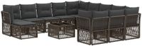 vidaXL Tuinbank - Set - 13-delig - Grijs - Polyrattan