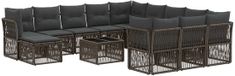vidaXL Banc de jardin - Set - 13 pièces - Gris - Polyrattan