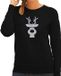 Bellatio Decorations Shoppartners Bv Rendier hoofd Kerst sweater / trui - zwart - voor dames - met zilveren glitter bedrukking - kerstkleding M
