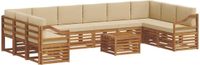 vidaXL Acacia Hout Bank Loungeset 10 Zitplekken Natuurlijk en Beige