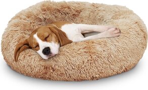 MediaShop Peaceful Pooch M Pluizig hondenbed, 76 cm diameter, opvouwbaar, in verschillende maten, kattenbed, wasbaar, uitneembare bekleding, ontspant gewrichten en spieren, anti-slip noppenbodem