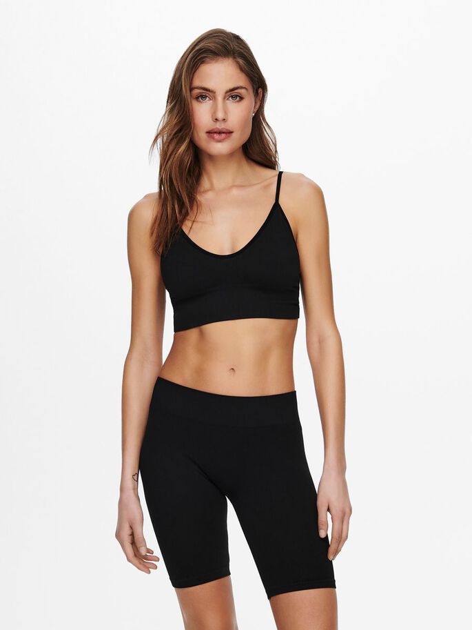 ONLY ONLVICKY RIB SEAMLESS V-NECK TOP NOOS - Black - S/M