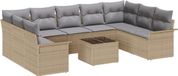 vidaXL Banc de jardin 10 pièces Beige et Gris clair Polyrattan