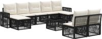 vidaXL Tuinbank - Set - 10 - st - Zwart - en - Crème - Wit - poly - rattan