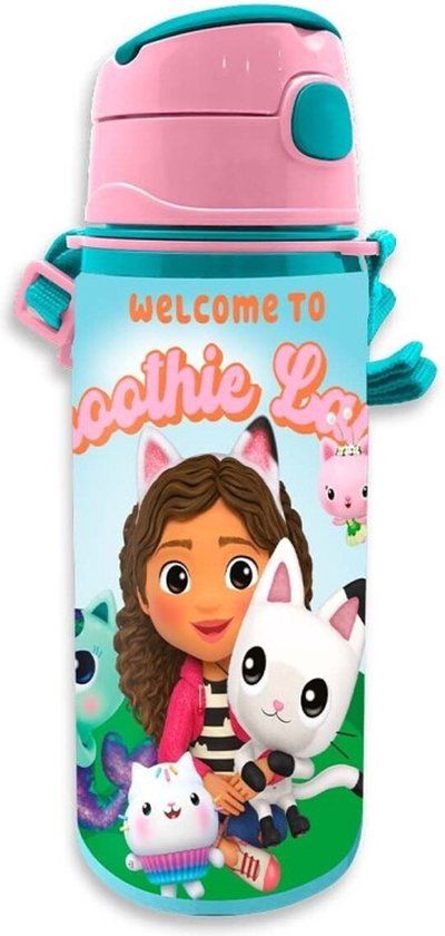 Gabby's Poppenhuis Gabby's Dollhouse Drinkfles - Roze Fles - Lunch - Gabby's Poppenhuis - School Beker - 600 ml