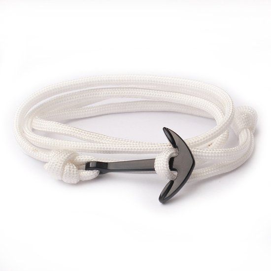 LGT JWLS Anker Wrap Armband Wit Polyester Koord Unisex 20 cm