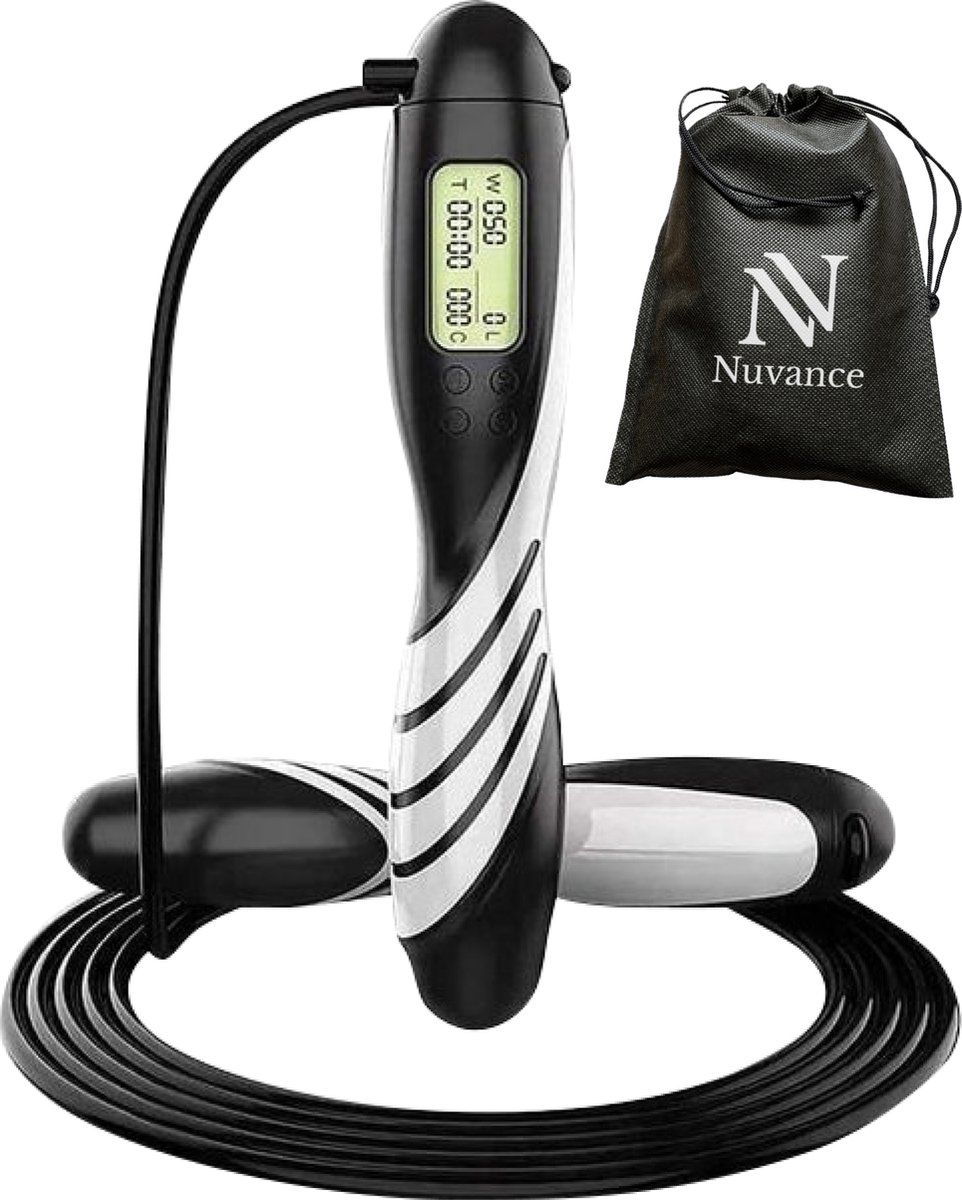 Nuvance - Professioneel Sport Springtouw met Teller - Zwart/Oranje