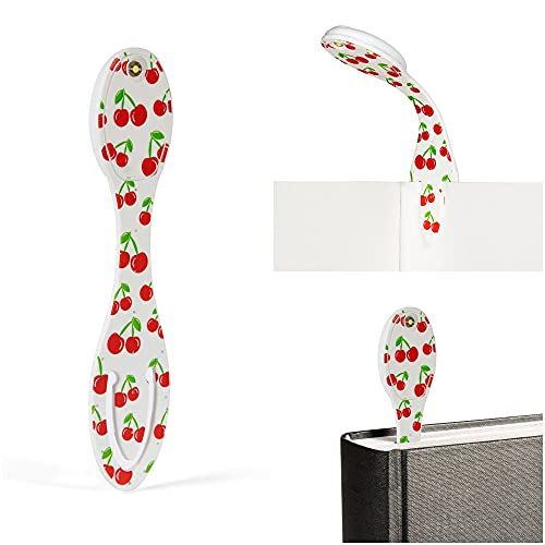 Gifts for Readers & Writers Flexilight Reading Light | 2 in 1 Bookmark Book Light | LED Clip On Reading Lamp | Children and Adult Book Torch for Reading in Bed | Book Accessories | Gift for Readers, Book Lovers (Cherries)
