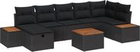 vidaXL Tuinbank Set 8-delig Zwart Polyrattan