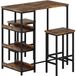Ensemble de salle à manger composé de 3 pièces : table à manger avec rangement intégré et tabourets de bar - Convient pour 2 personnes - Rectangulaire - Cadre en métal - Gain de place - Marron