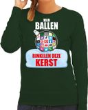 Bellatio Decorations Rinkelende Kerstbal sweater / foute Kersttrui Mijn ballen rinkelen deze Kerst groen voor dames - Kerstkleding / Christmas outfit S