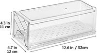 Unyqoos Organisateur de réfrigérateur - 2 tiroirs, boîte de rangement empilable (Medium, 32x12x11 cm), transparent