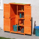 Merkloos Tuinschuur Metaal - Opbergkast Tuin - Gereedschap Opbergen - Regenbestendig Dak - 83 x 57 x 140 cm - Bruin