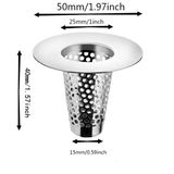 Sans marque 3 pièces évacuation de douche - pour trous de 30-40 mm - couvercle d'évacuation de douche conique en acier inoxydable - filtre à cheveux plus profond que 40 mm