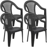 Gerimport Tuinstoel Texel - Antraciet - Kunststof - 54 x 56 x 81 cm - 4 Stuks