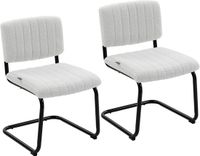 Homcom Set van 2 eetkamerstoelen, crèmewit, stof, metaal