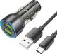 HOCO chargeur de voiture, 2 x USB QC3.0 18W + câble USB vers Type C, modèle NZ12, noir