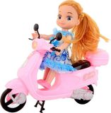 Jonotoys Tienerpop Beauty Motorcycle 22 cm rose/bleu