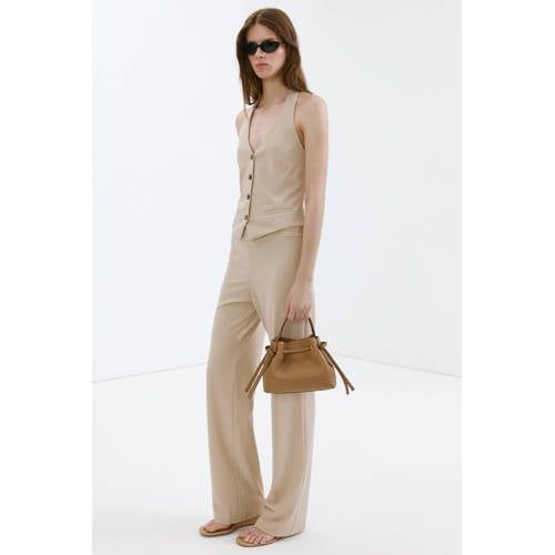 Mango Halter Gilet met V-hals - Beige