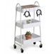 Relaxdays Keukentrolley met wieltjes - 80x44x32cm - haakjes - wit