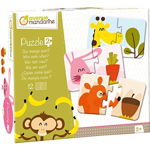 Avenue Mandarine JE519C - puzzelset, met 12 puzzels, 2-delig, praktisch, speels en kleurrijk, ideaal voor kinderen vanaf 2 jaar, 1 set, eten