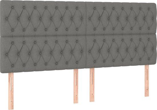 vidaXL Hoofdbord donkergrijs Stof 180x7x118/128 cm